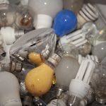 Pile of used light bulbs waiting to be recycled